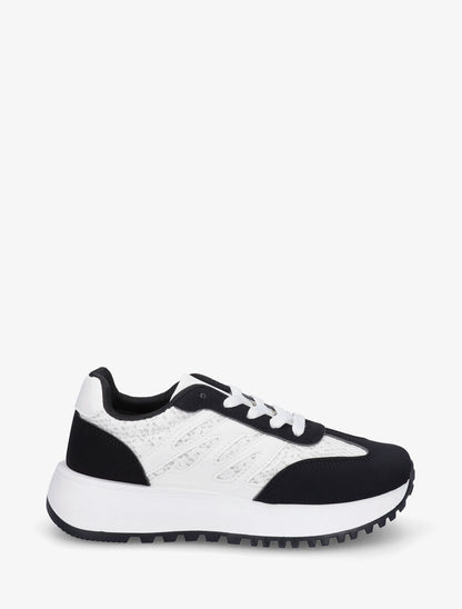 Baskets en simili et dentelle - Noir - 5