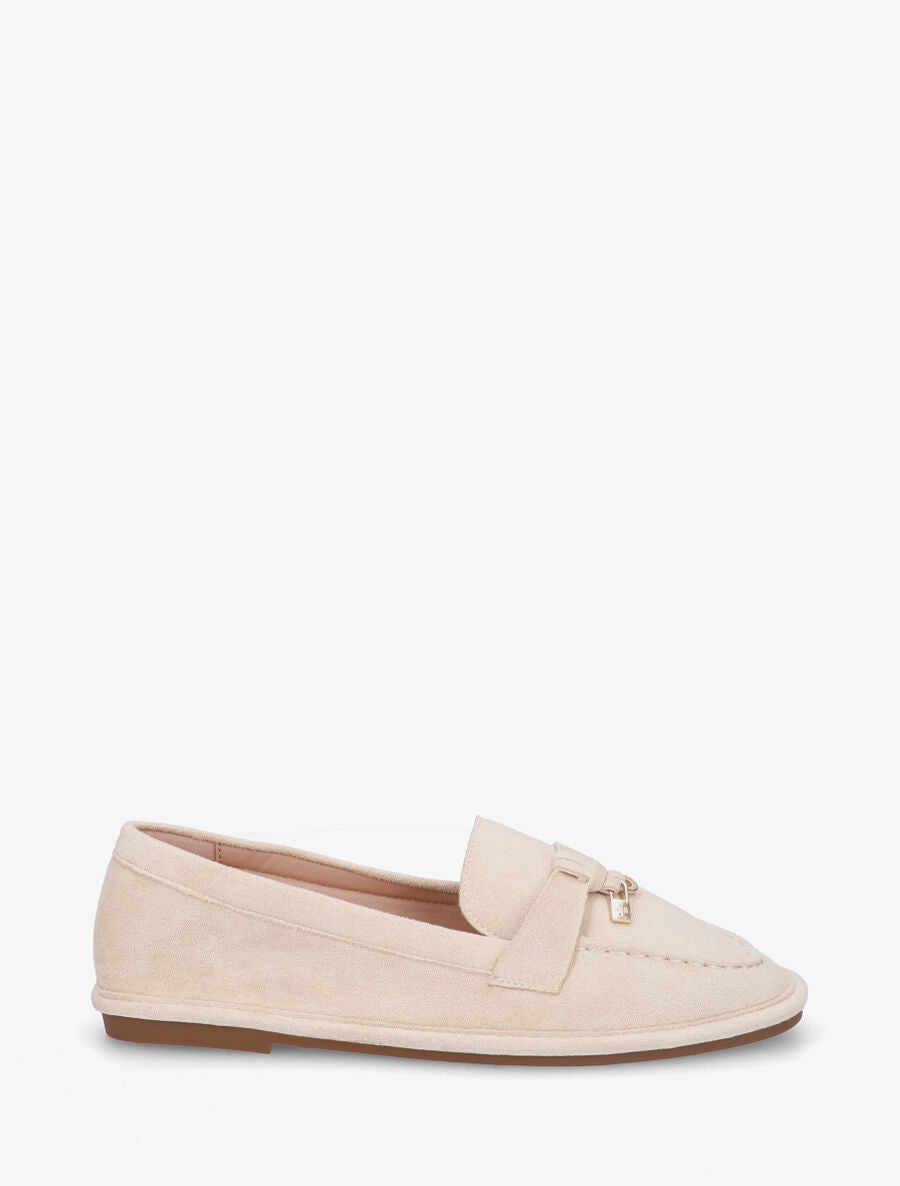 Mocassins en suédine à semelle plate - Beige - 5