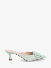 Mules en suédine à talon talus - Vert d&