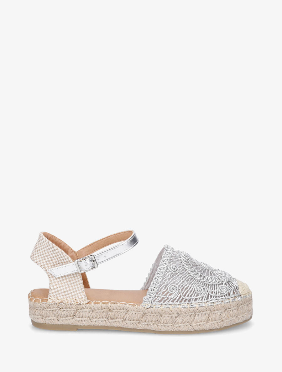 Espadrilles plates en crochet fantasie - Argent - 5