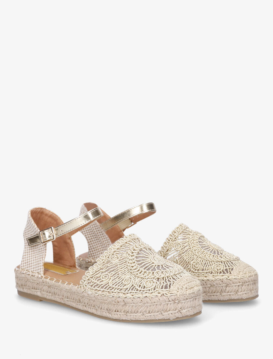 Espadrilles plates en crochet fantasie - Or - 4