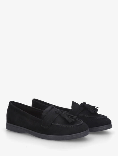 Mocassins en suédine à pompons - Noir - 4
