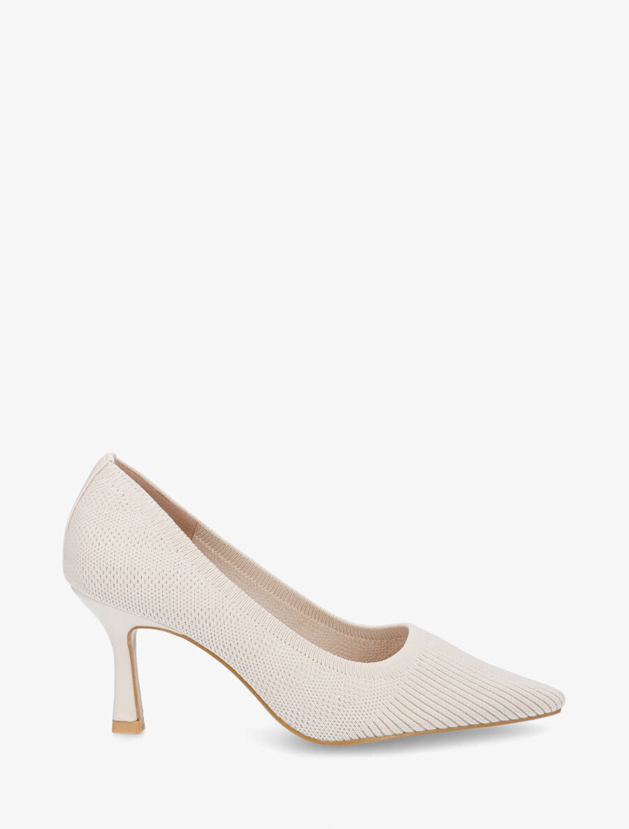 Escarpins en tissu ajouré à bouts pointus - Beige clair - 1