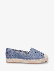 Espadrilles plates en suédine motif floraux - Bleu - 1