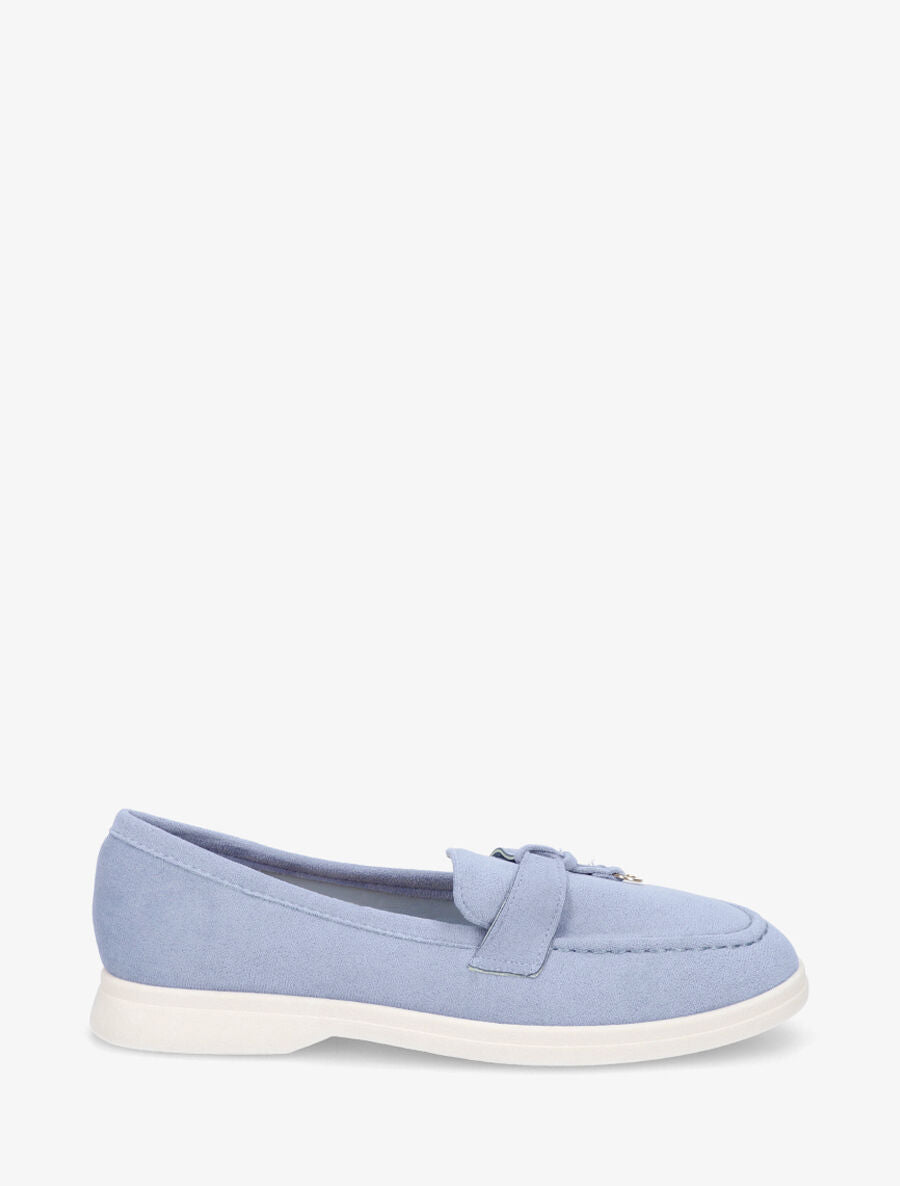 Mocassins plates en suédine - Bleu ciel - 1