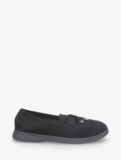 Mocassins plates en suédine - Noir - 1