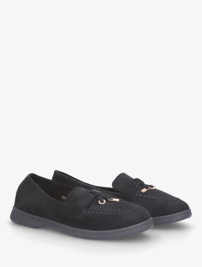 Mocassins plates en suédine - Noir - 4