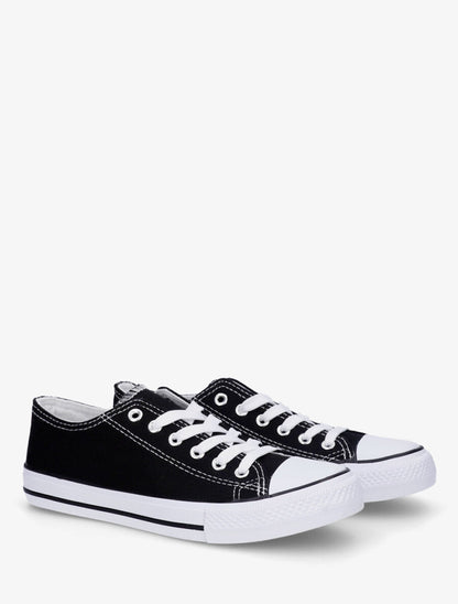 Baskets basiques en toile - Noir - 4