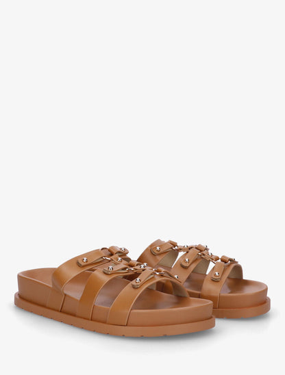 Claquettes cloutées style spartiates - Camel - 4