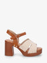 Sandales à talon effet bois - Beige - 1