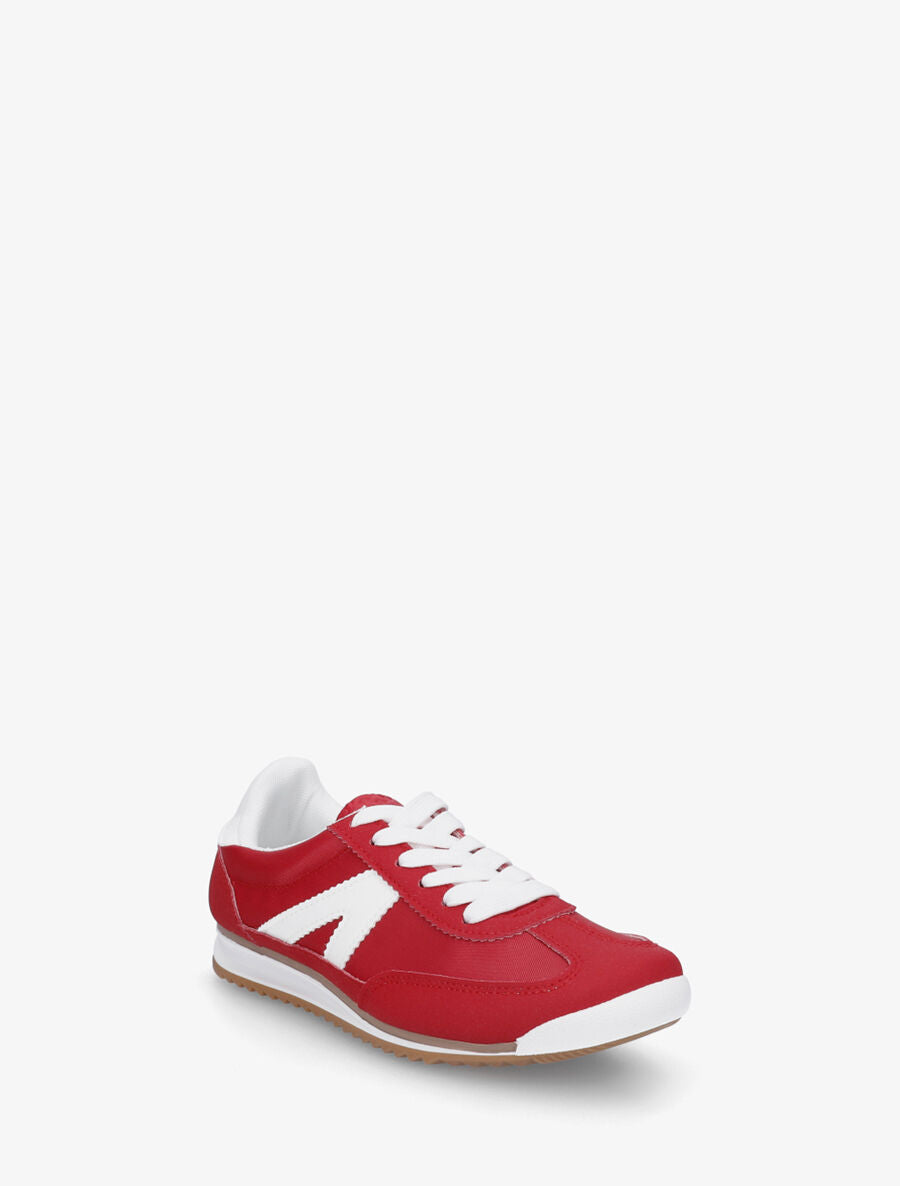 Sneakers en simili à languette texturée - Rouge - 2