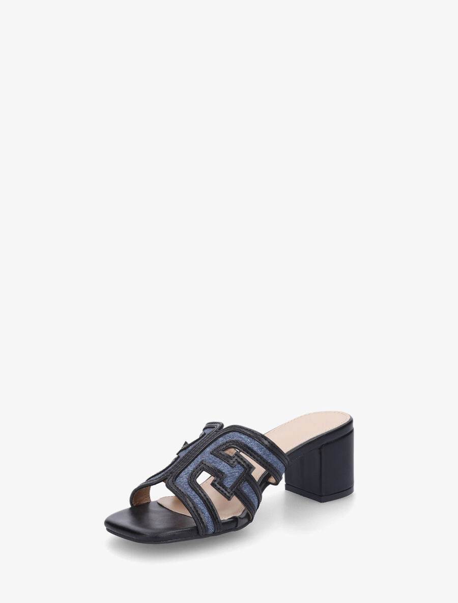 Mules bimatière à talon - Noir - 3