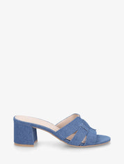 Mules en simili à talon - Bleu - 1