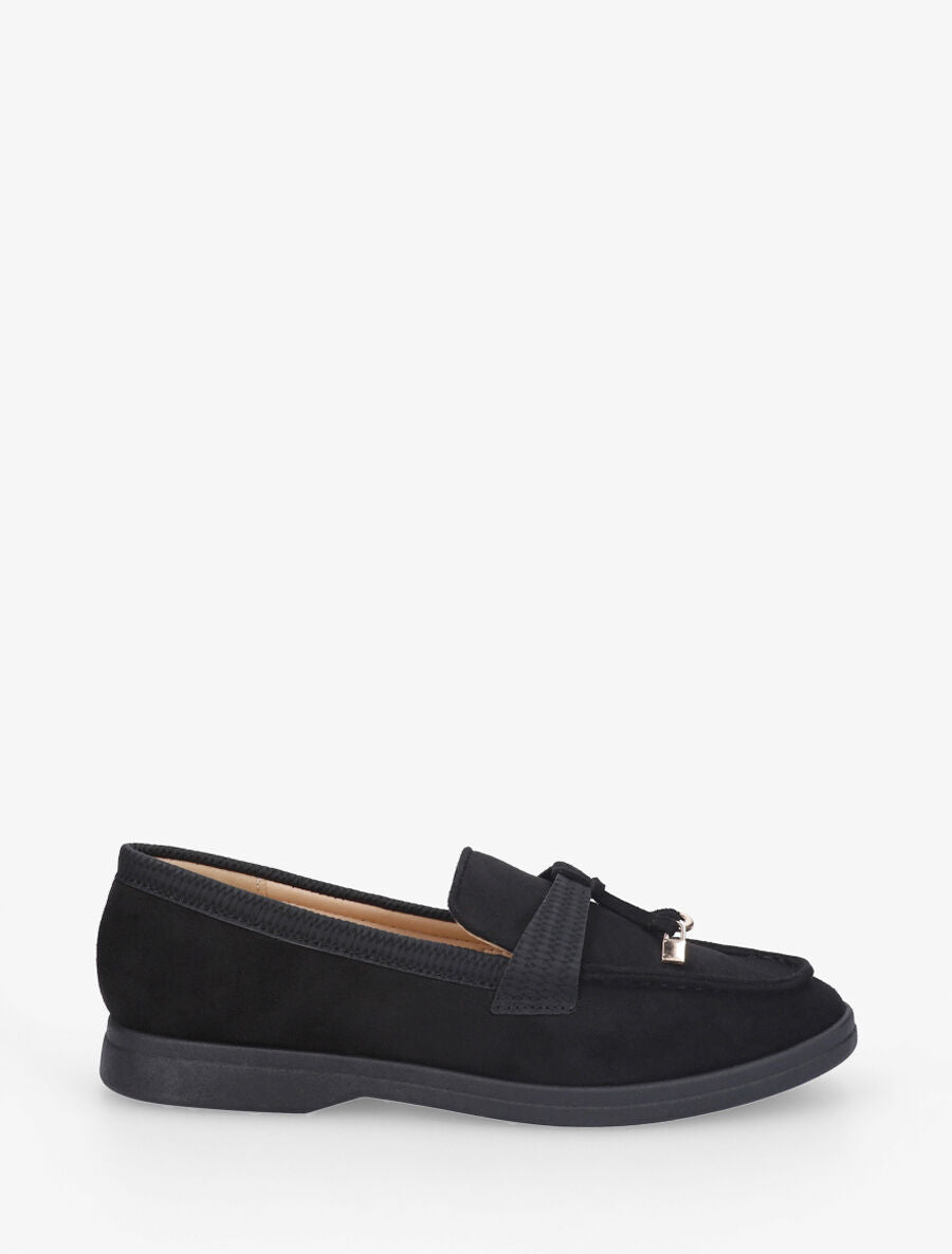Mocassins plats à empiècement métal - Noir - 5