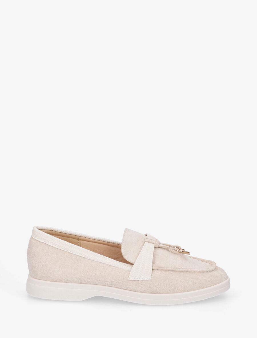 Mocassins plats à empiècement métal - Beige - 1