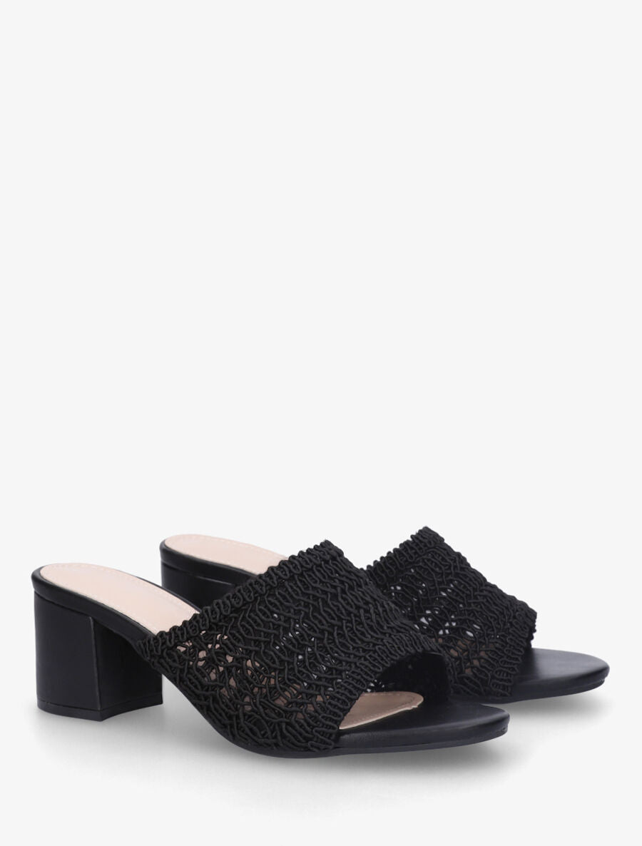 Mules à ganse style macramé - Noir - 4