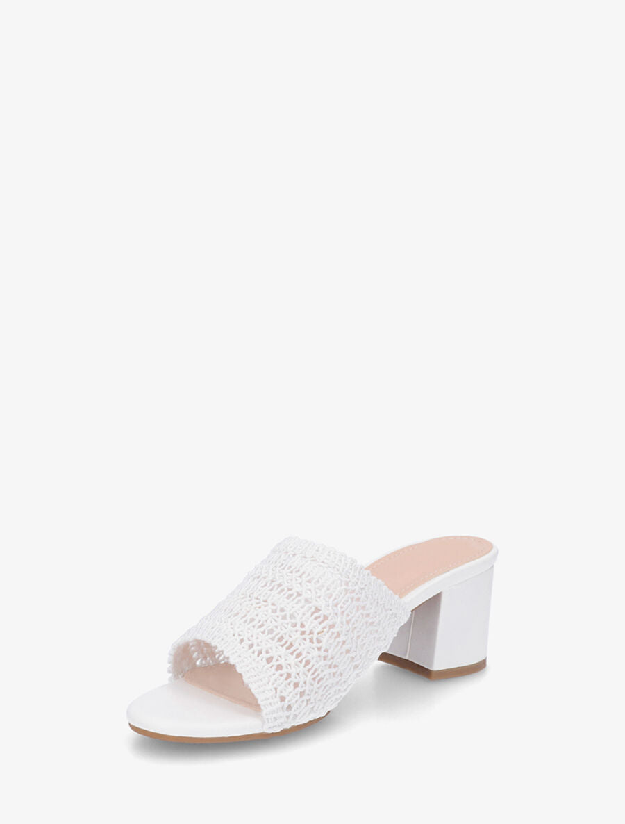 Mules à ganse style macramé - Blanc - 3