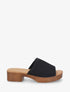 Mules à ganse en maille et talon effet bois - Noir - 5