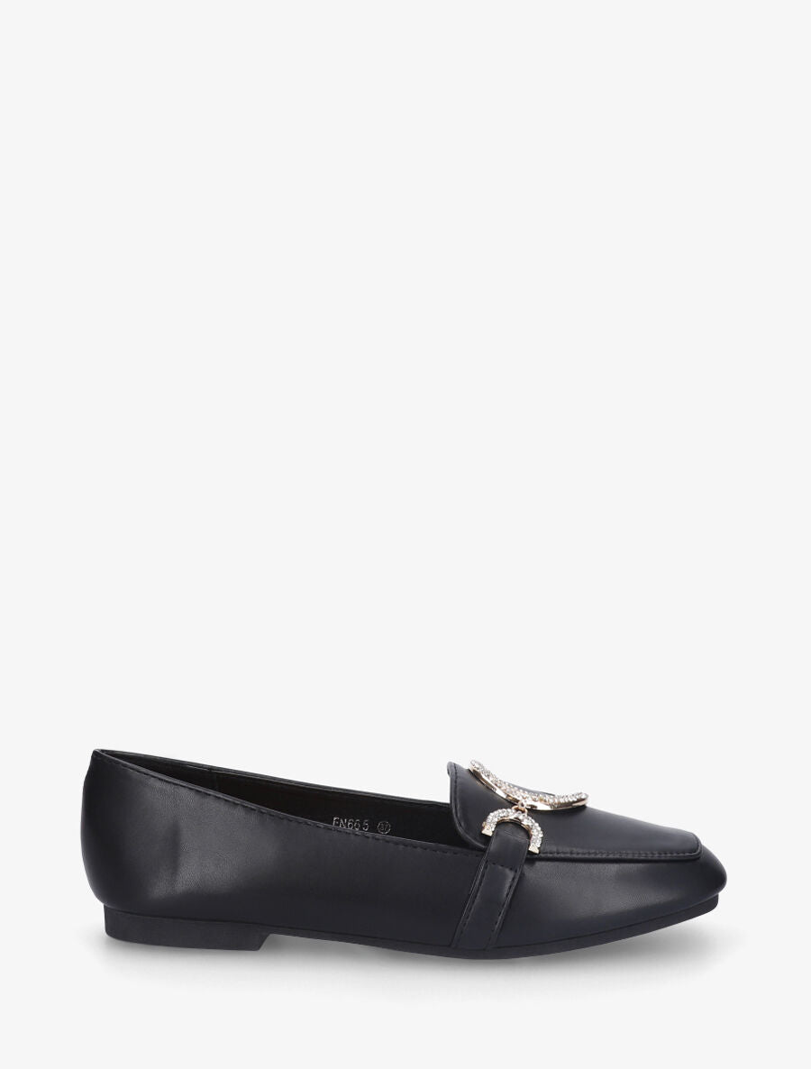 Mocassins plats à empiècement métal strassé - Noir - 5