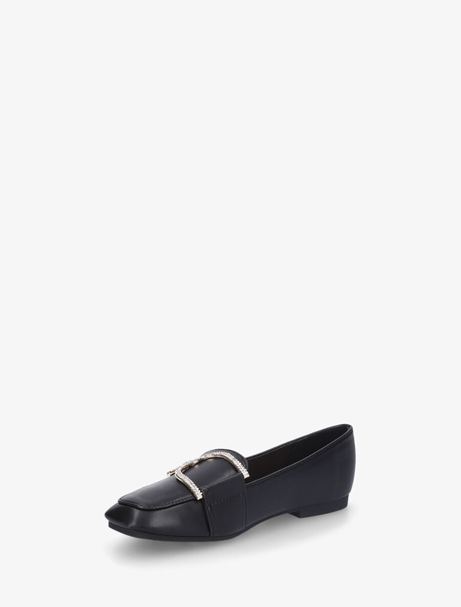 Mocassins plats à empiècement métal strassé - Noir - 3