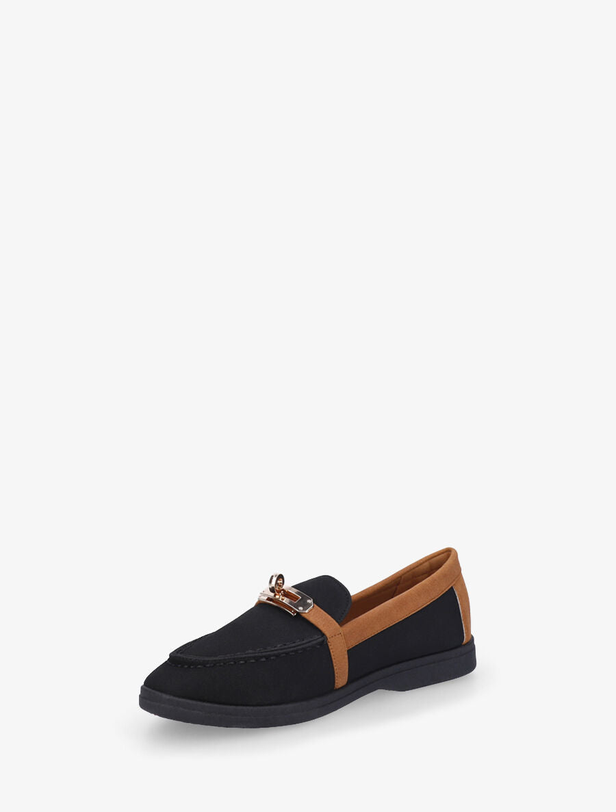 Mocassins bicolore effet nubuck - Noir - 3