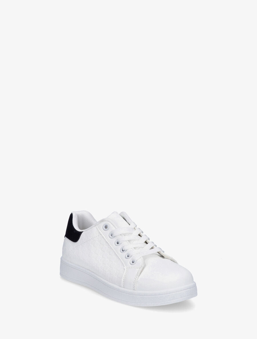 Sneakers plates à motif damier - Blanc/noir - 2