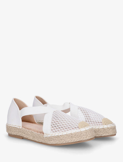 Espadrilles élastiquées effet mesh - Blanc - 4
