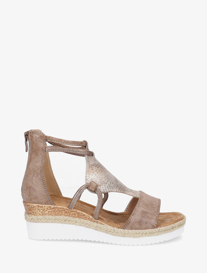 Keilsandalen mit Riemen im schimmernden Python-Druck. - Maulwurf