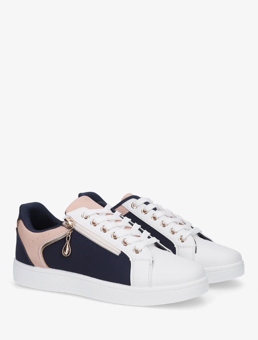 Baskets en simili à zip décoratif - Marine - 4