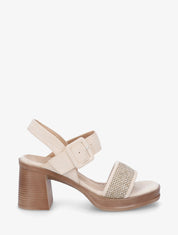 Sandales en suédine à bride texturé - Beige - 1