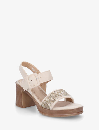 Sandales en suédine à bride texturé - Beige - 2
