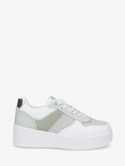 Sneakers à empiècement effet nubuck et tweed - Vert d&