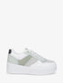 Sneakers à empiècement effet nubuck et tweed - Vert d&