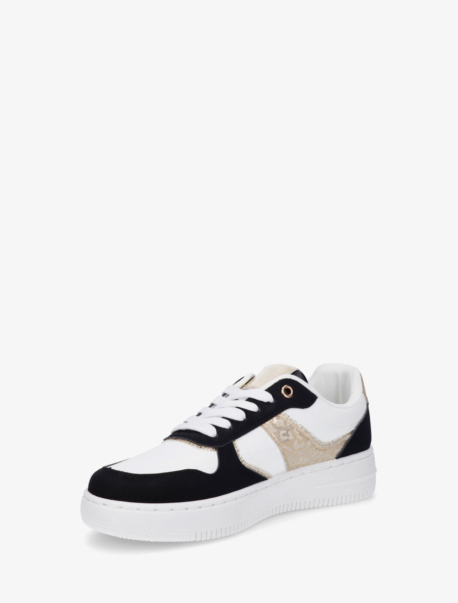 Sneakers à empiècement effet nubuck et détail irisé - Noir - 3