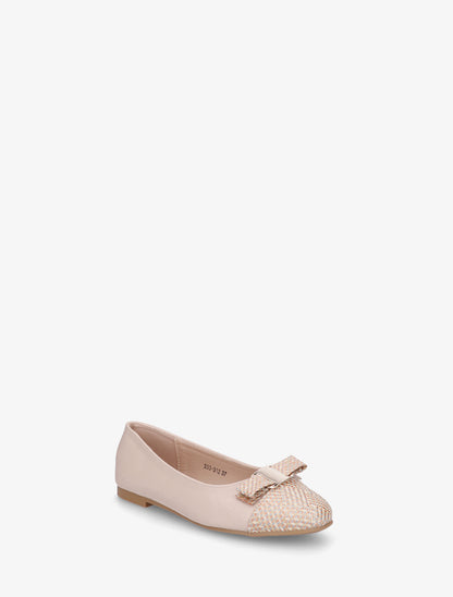 Ballerines plates à bout rond effet osier - Rose - 2