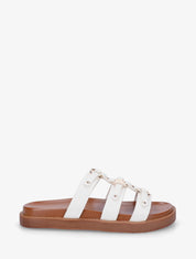 Mules en simili style spartiate - Blanc - 1