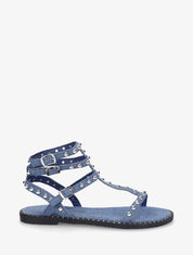 Sandales montantes style spartiate à clous - Bleu denim - 1