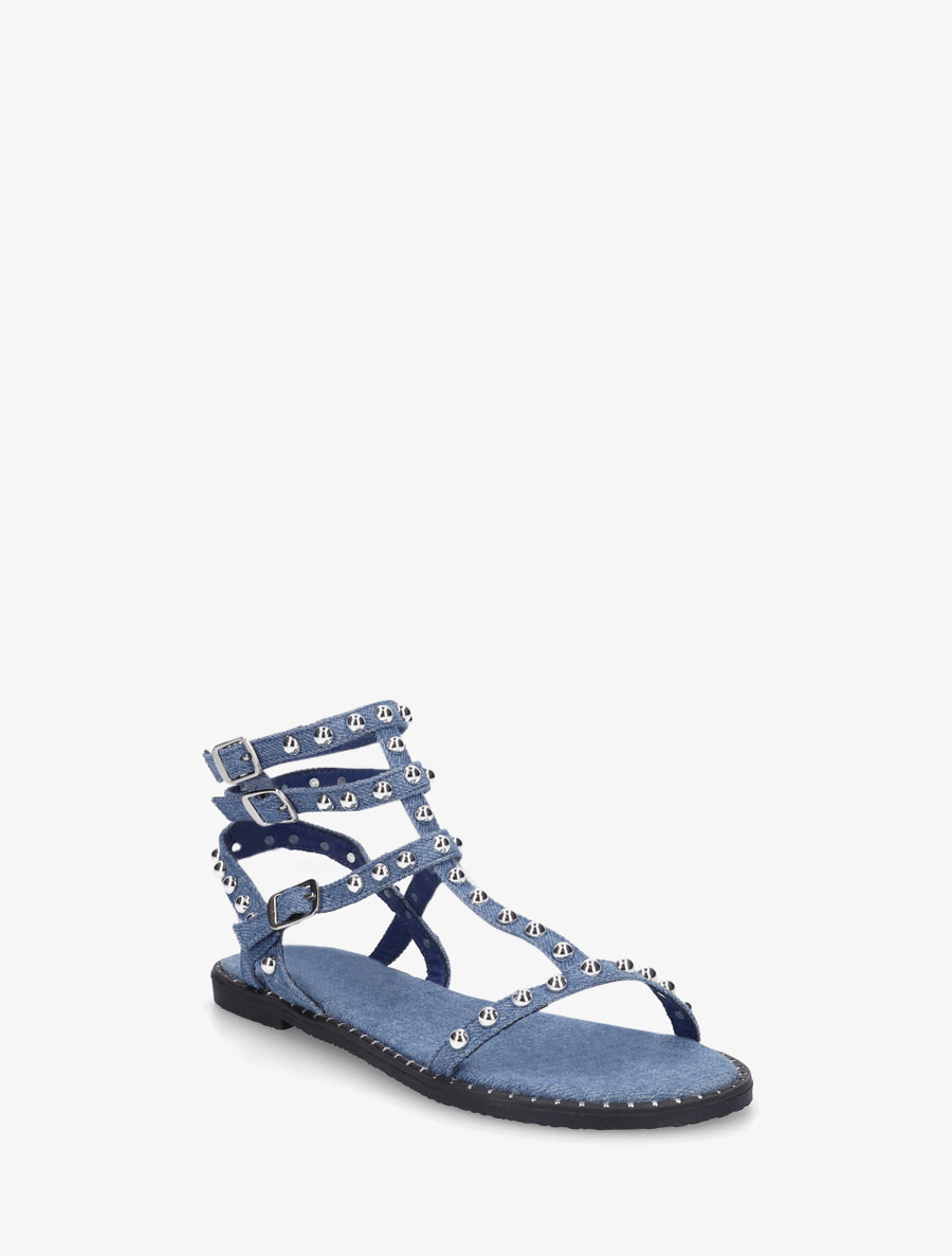 Sandales montantes style spartiate à clous - Bleu denim - 2