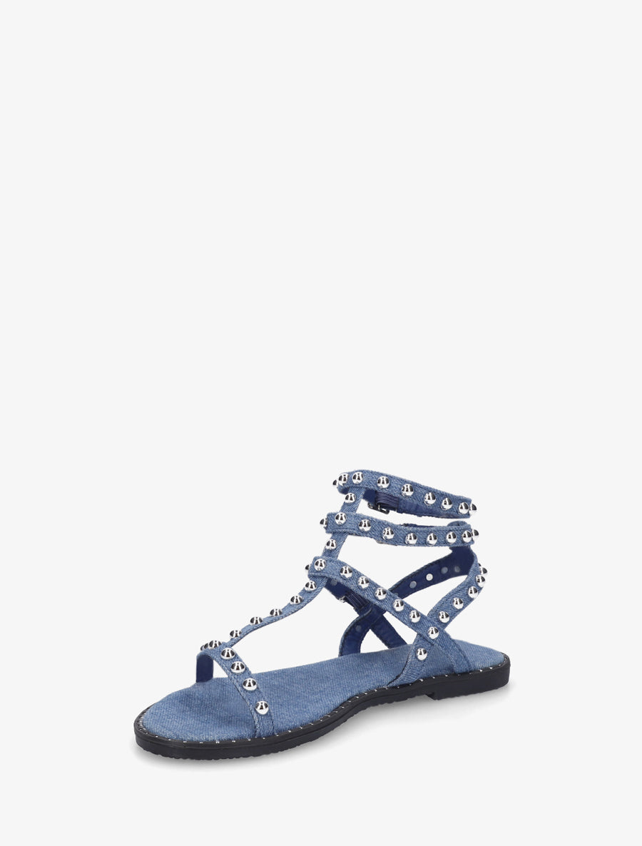 Sandales montantes style spartiate à clous - Bleu denim - 3