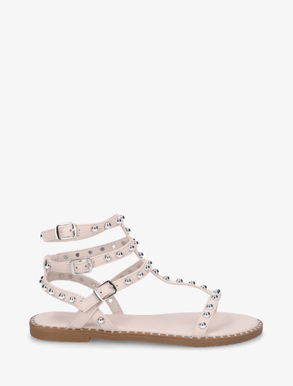 Sandales montantes style spartiate à clous - Beige - 1