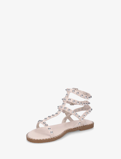 Sandales montantes style spartiate à clous - Beige - 3
