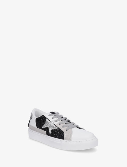 Sneakers en simili à motif étoile - Noir - 2