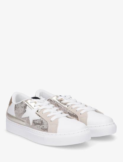 Sneakers en simili à motif étoile - Or - 4