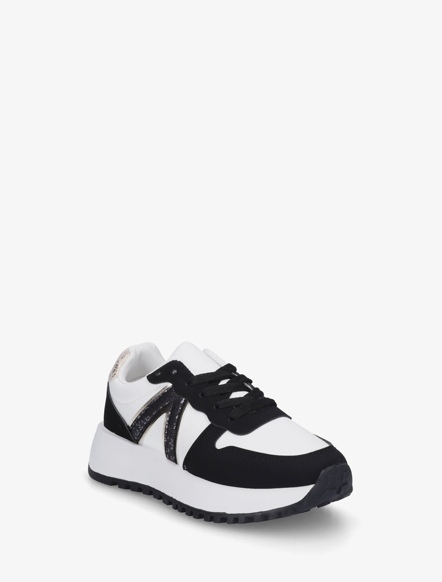 Sneakers en simili à détail imprimé python - Noir - 2