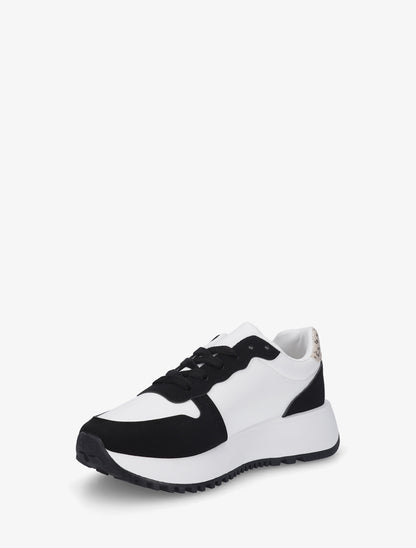 Sneakers en simili à détail imprimé python - Noir - 3