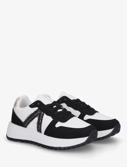 Sneakers en simili à détail imprimé python - Noir - 4