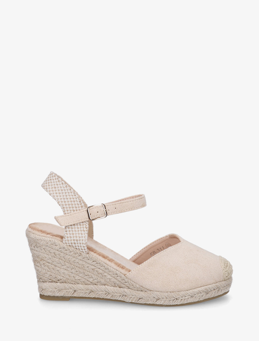 Sandales compensées à semelle en raphia - Beige - 1