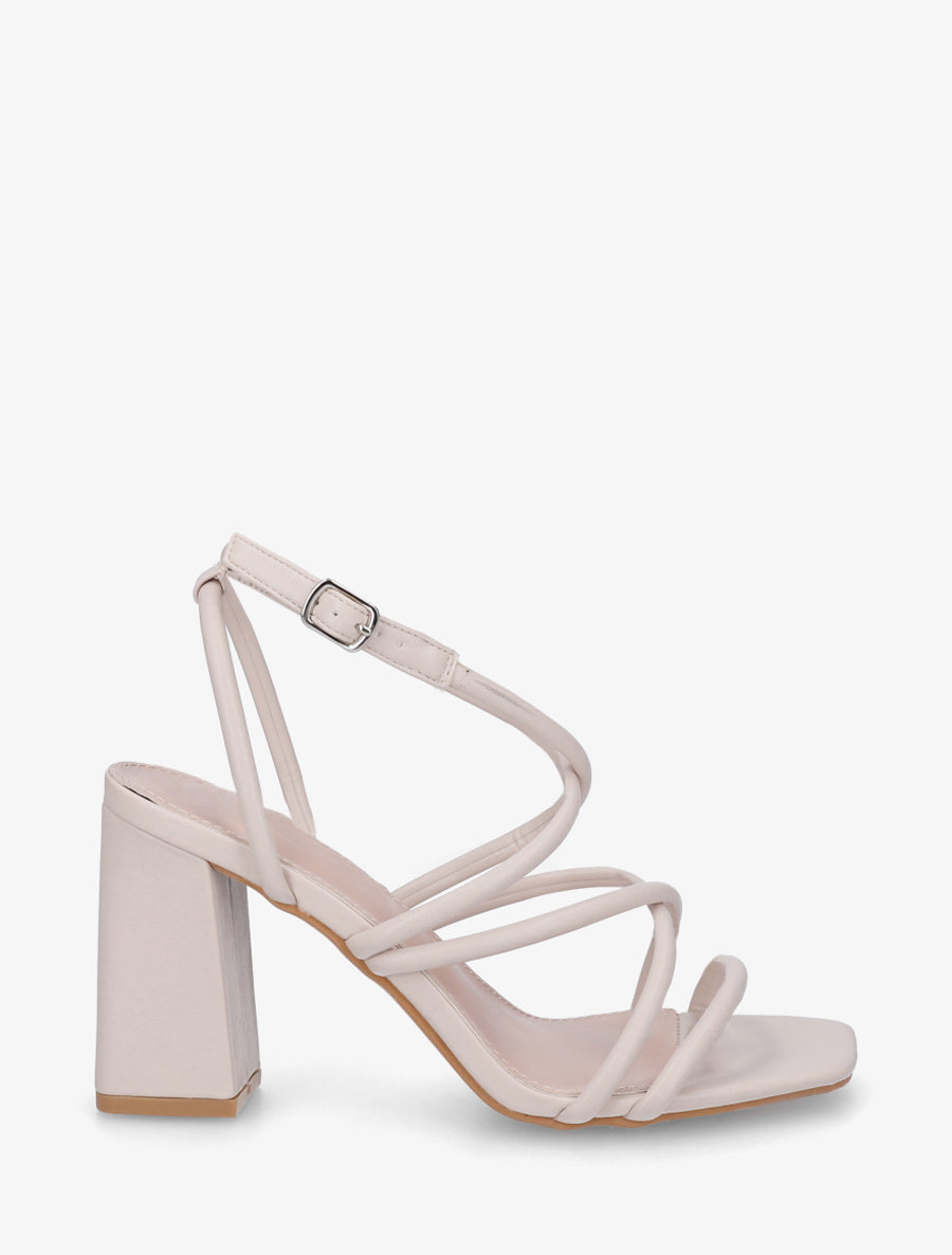 Sandales à talon multibrides - Beige - 1