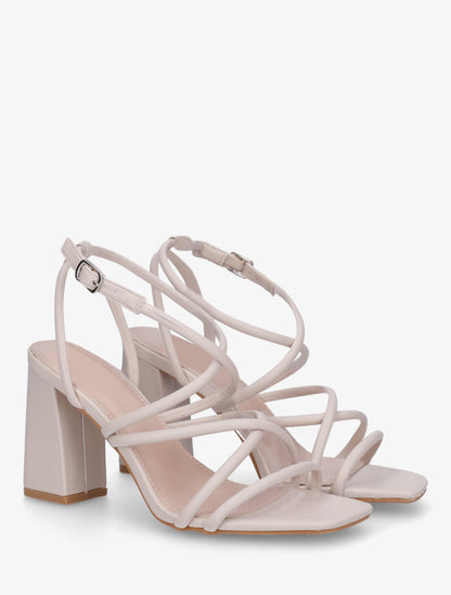 Sandales à talon multibrides - Beige - 4