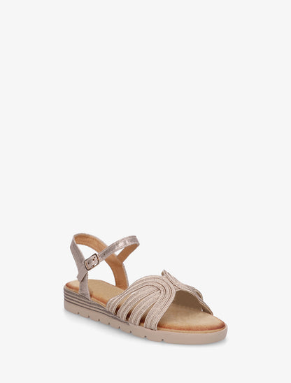 Sandales compensées à ganse texturée - Rose gold - 2